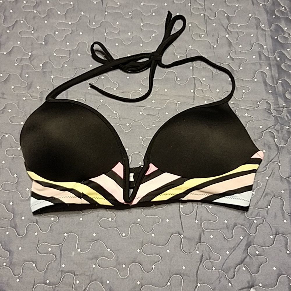 Pink Victoria Secret black bikini top size small